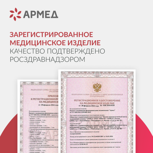 Кровать медицинская 4-х секционная механическая Армед РС106-Б